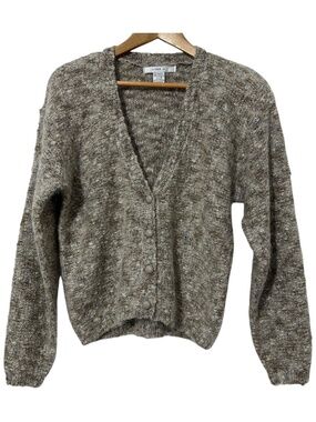 Lise J Mohair Blend Sweater Womens Size Med Button Front Cardigan Spring Casual